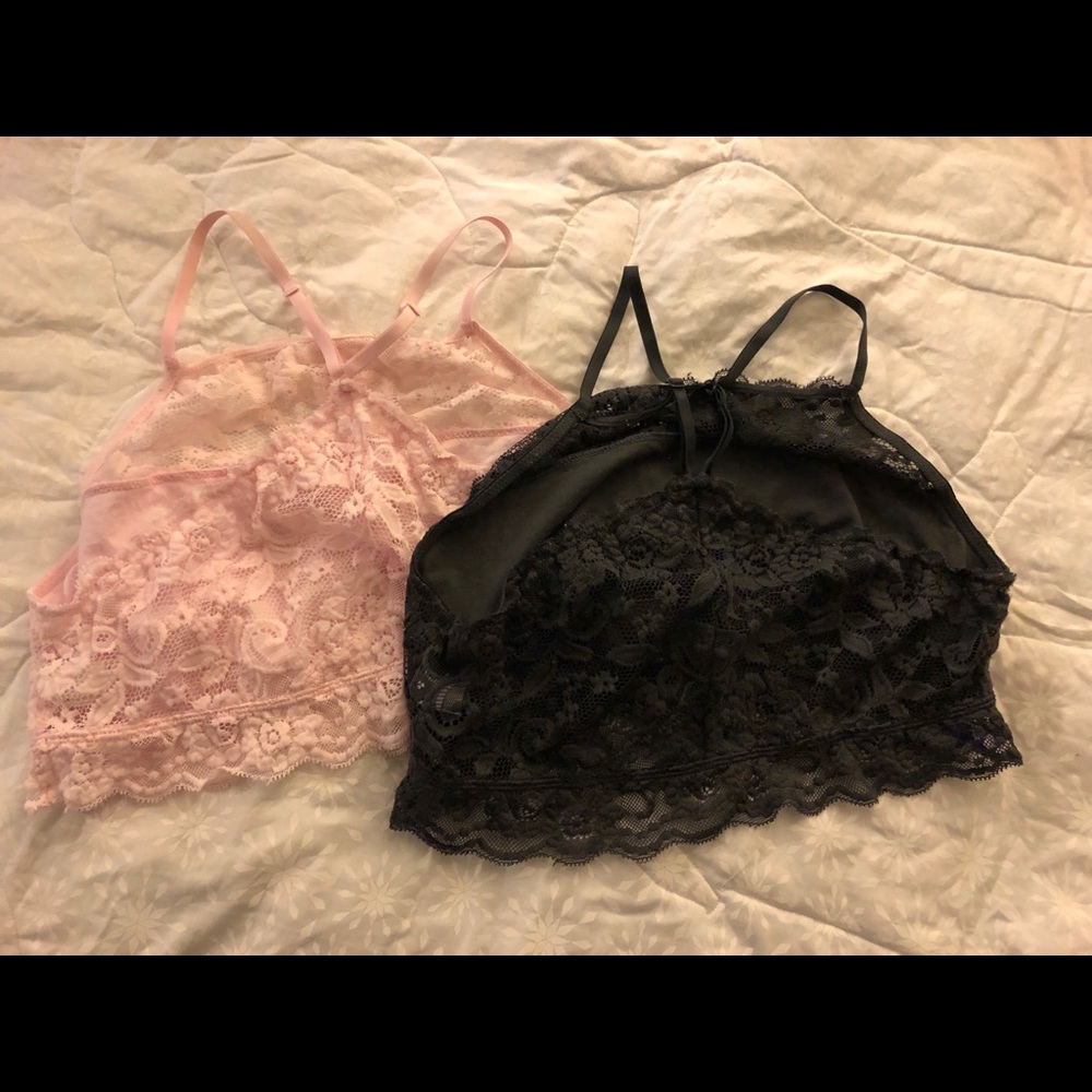 2 SO Bralettes Charcoal/Pink